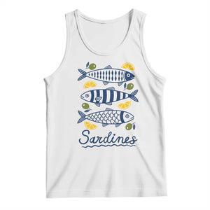 Minimal Sardines Fishermen Aesthetic Retro Tank Top TS11 White Print Your Wear