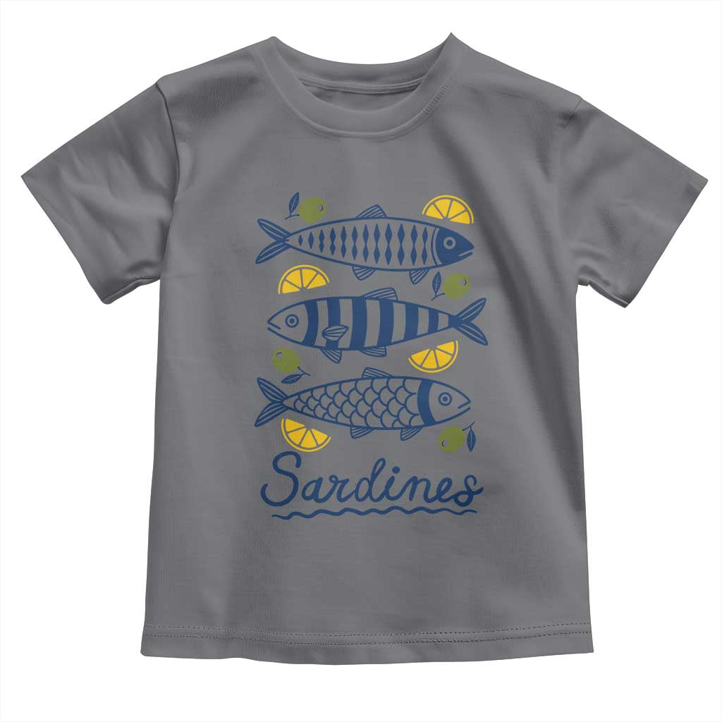 Minimal Sardines Fishermen Aesthetic Retro Toddler T Shirt TS11 Charcoal Print Your Wear