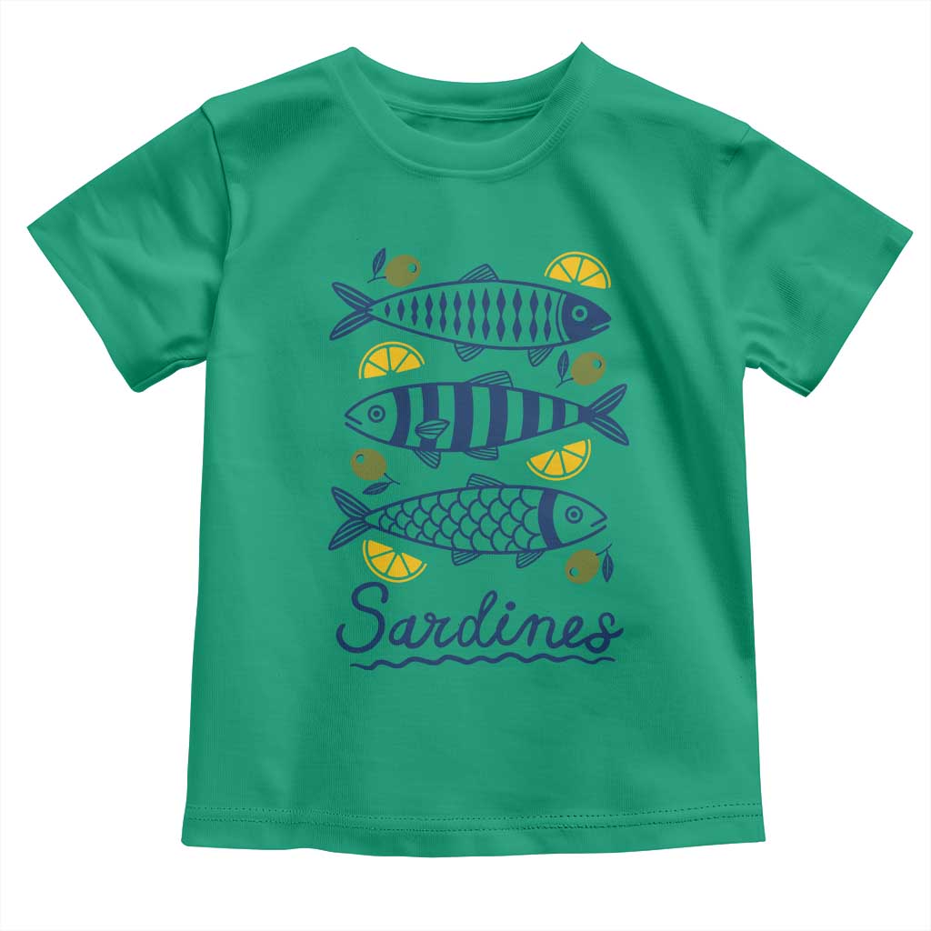 Minimal Sardines Fishermen Aesthetic Retro Toddler T Shirt TS11 Irish Green Print Your Wear