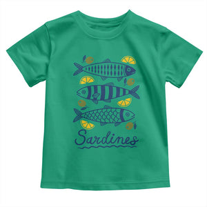 Minimal Sardines Fishermen Aesthetic Retro Toddler T Shirt TS11 Irish Green Print Your Wear