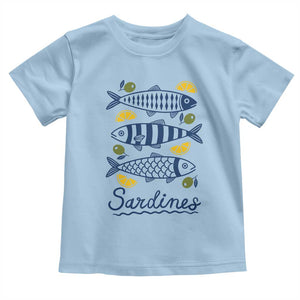 Minimal Sardines Fishermen Aesthetic Retro Toddler T Shirt TS11 Light Blue Print Your Wear