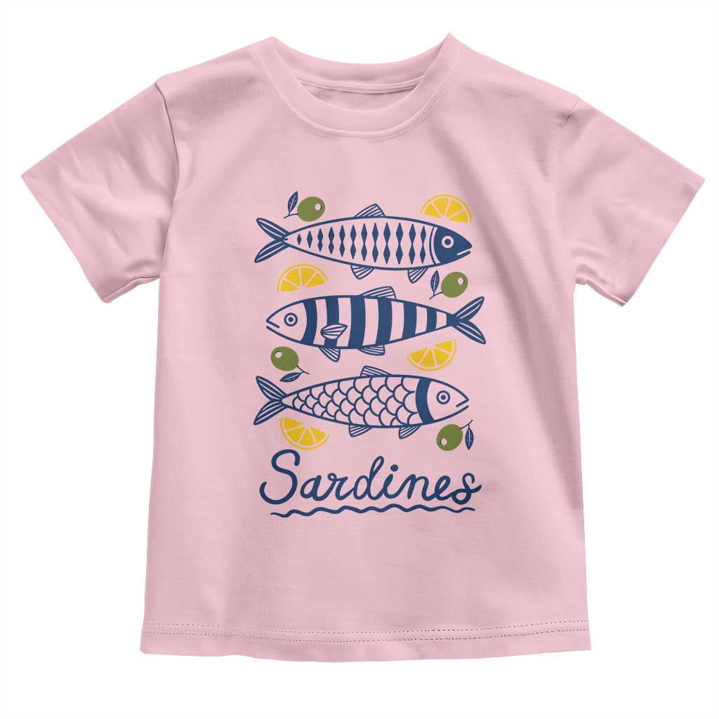 Minimal Sardines Fishermen Aesthetic Retro Toddler T Shirt TS11 Light Pink Print Your Wear