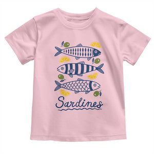 Minimal Sardines Fishermen Aesthetic Retro Toddler T Shirt TS11 Light Pink Print Your Wear