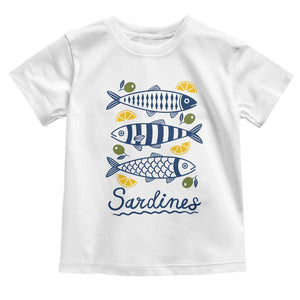 Minimal Sardines Fishermen Aesthetic Retro Toddler T Shirt TS11 White Print Your Wear