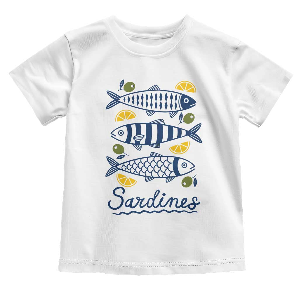 Minimal Sardines Fishermen Aesthetic Retro Toddler T Shirt TS11 White Print Your Wear