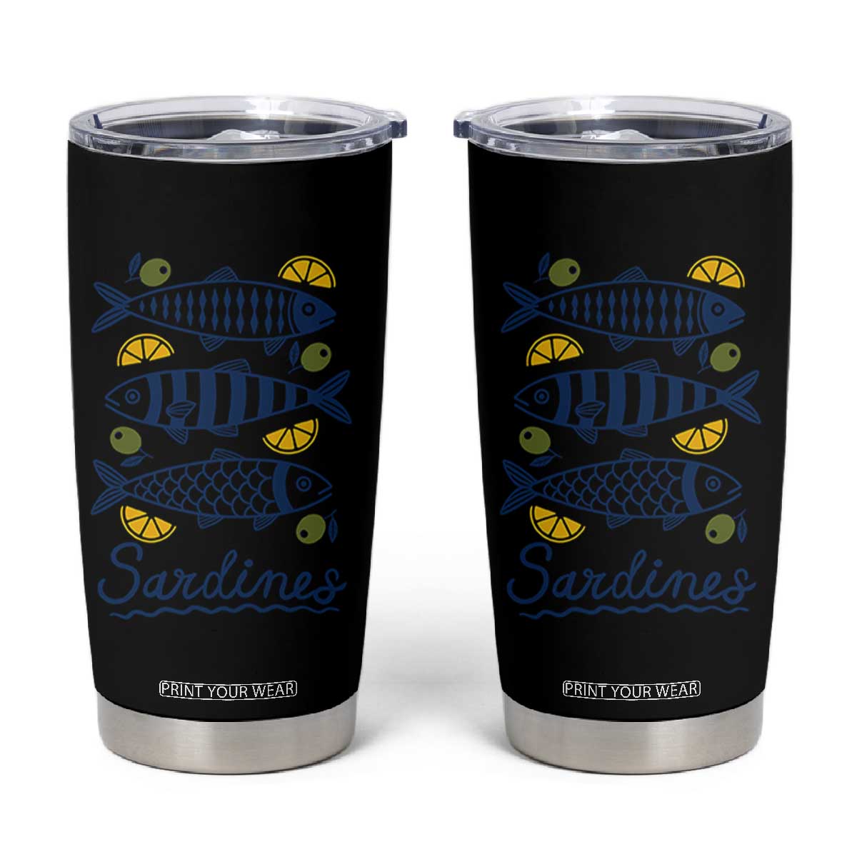 Minimal Sardines Fishermen Aesthetic Retro Tumbler Cup TS11 White Print Your Wear