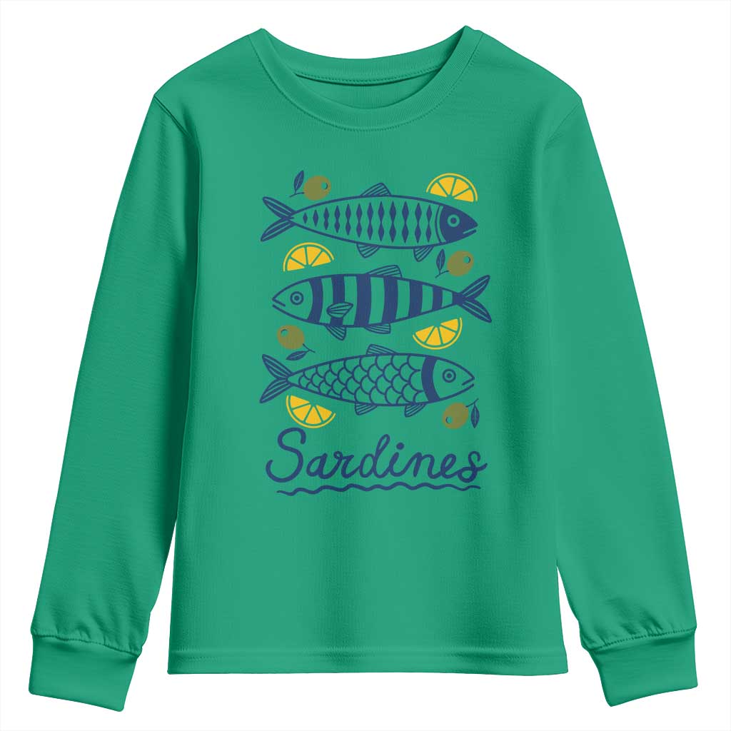 Minimal Sardines Fishermen Aesthetic Retro Youth Sweatshirt TS11 Irish Green Print Your Wear