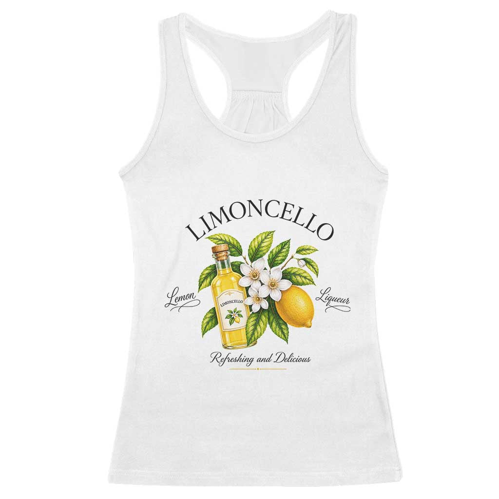 Italian Summer Limoncello Lemon Liqueur Amalfi Italy Racerback Tank Top TS11 White Print Your Wear