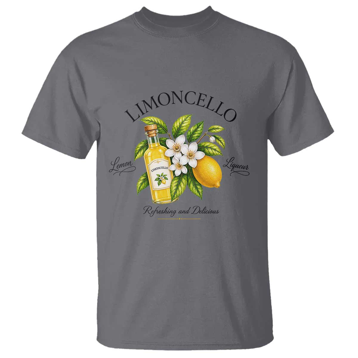 Italian Summer Limoncello Lemon Liqueur Amalfi Italy T Shirt TS11 Charcoal Print Your Wear