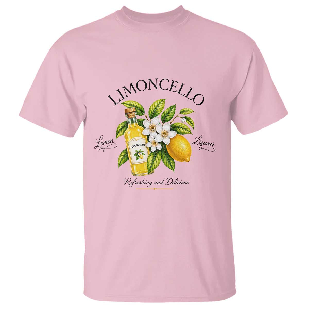 Italian Summer Limoncello Lemon Liqueur Amalfi Italy T Shirt TS11 Light Pink Print Your Wear
