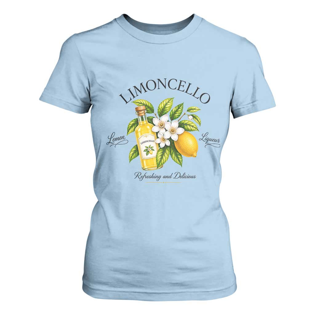 Italian Summer Limoncello Lemon Liqueur Amalfi Italy T Shirt For Women TS11 Light Blue Print Your Wear