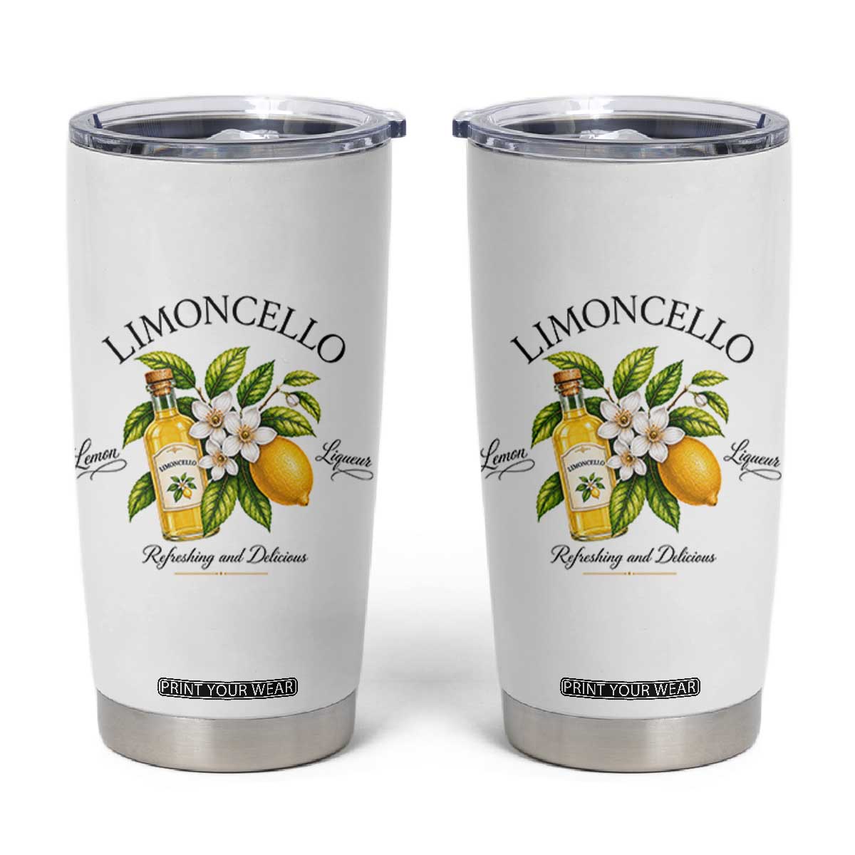 Italian Summer Limoncello Lemon Liqueur Amalfi Italy Tumbler Cup TS11 White Print Your Wear