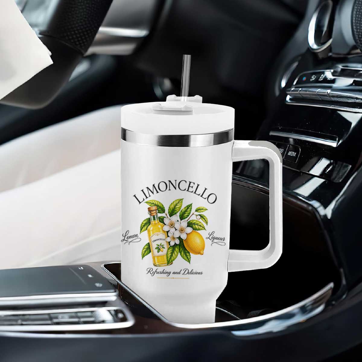 Italian Summer Limoncello Lemon Liqueur Amalfi Italy Tumbler With Handle TS11 Print Your Wear