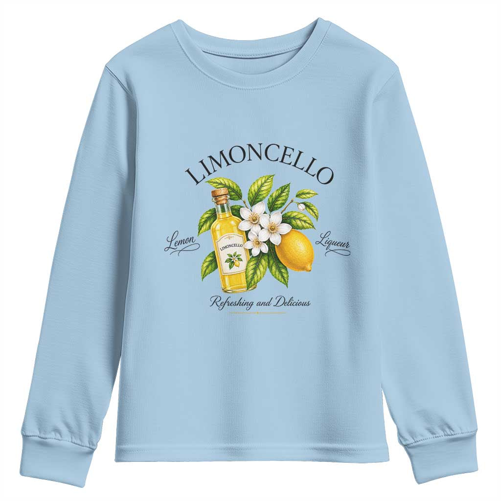 Italian Summer Limoncello Lemon Liqueur Amalfi Italy Youth Sweatshirt TS11 Light Blue Print Your Wear