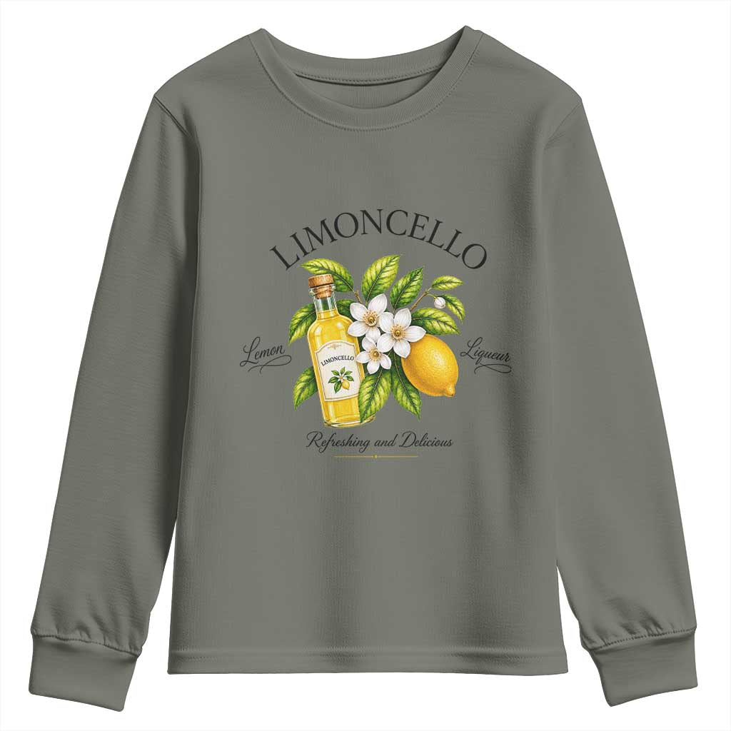 Italian Summer Limoncello Lemon Liqueur Amalfi Italy Youth Sweatshirt TS11 Military Green Print Your Wear