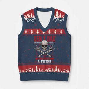 Gen X Dad Like Other Dads But Without A Filter V-Neck Knit Sweater Vest Funny Fathers Day