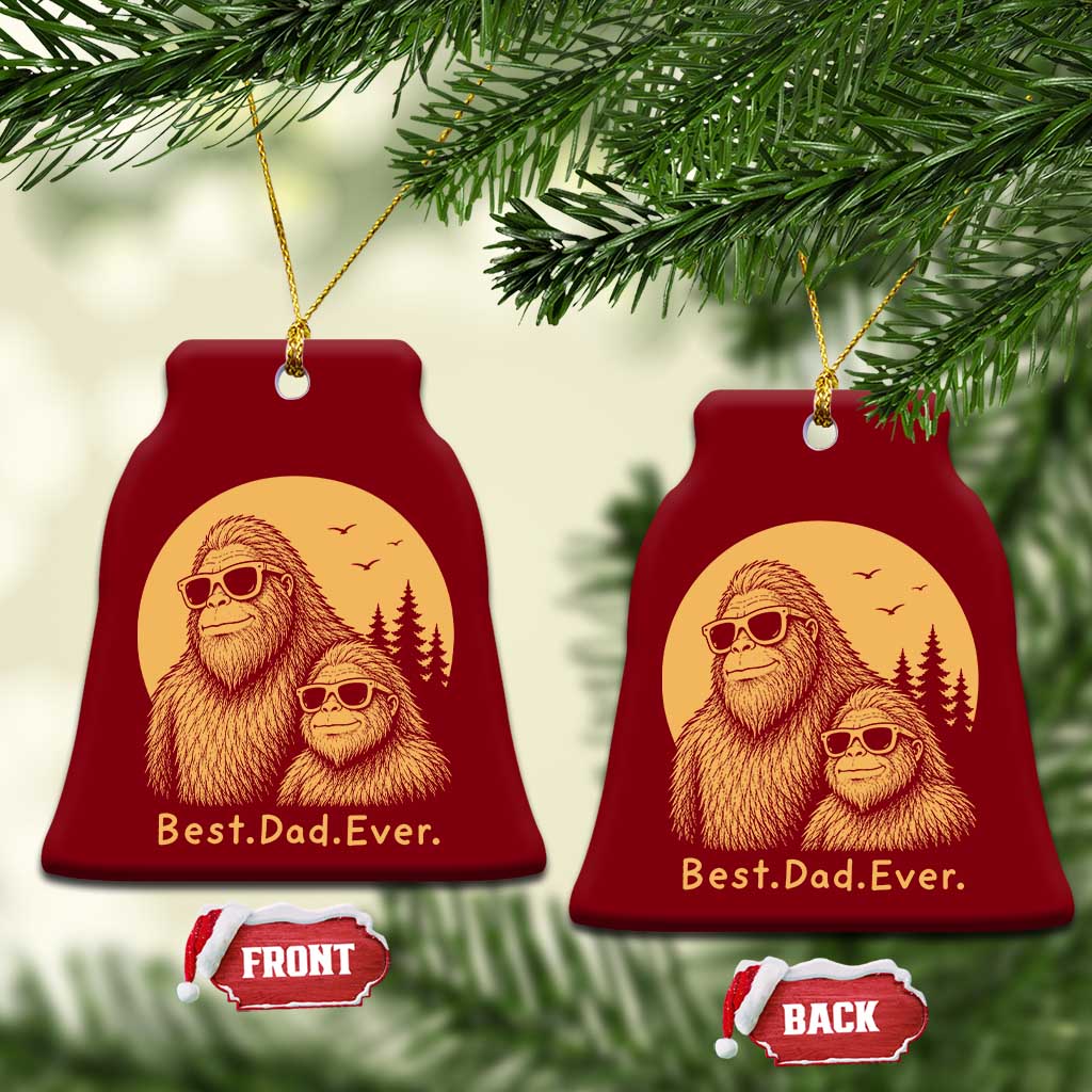 Vintage Best Dad Ever Bigfoot Papa Fathers Day Ceramic Ornament