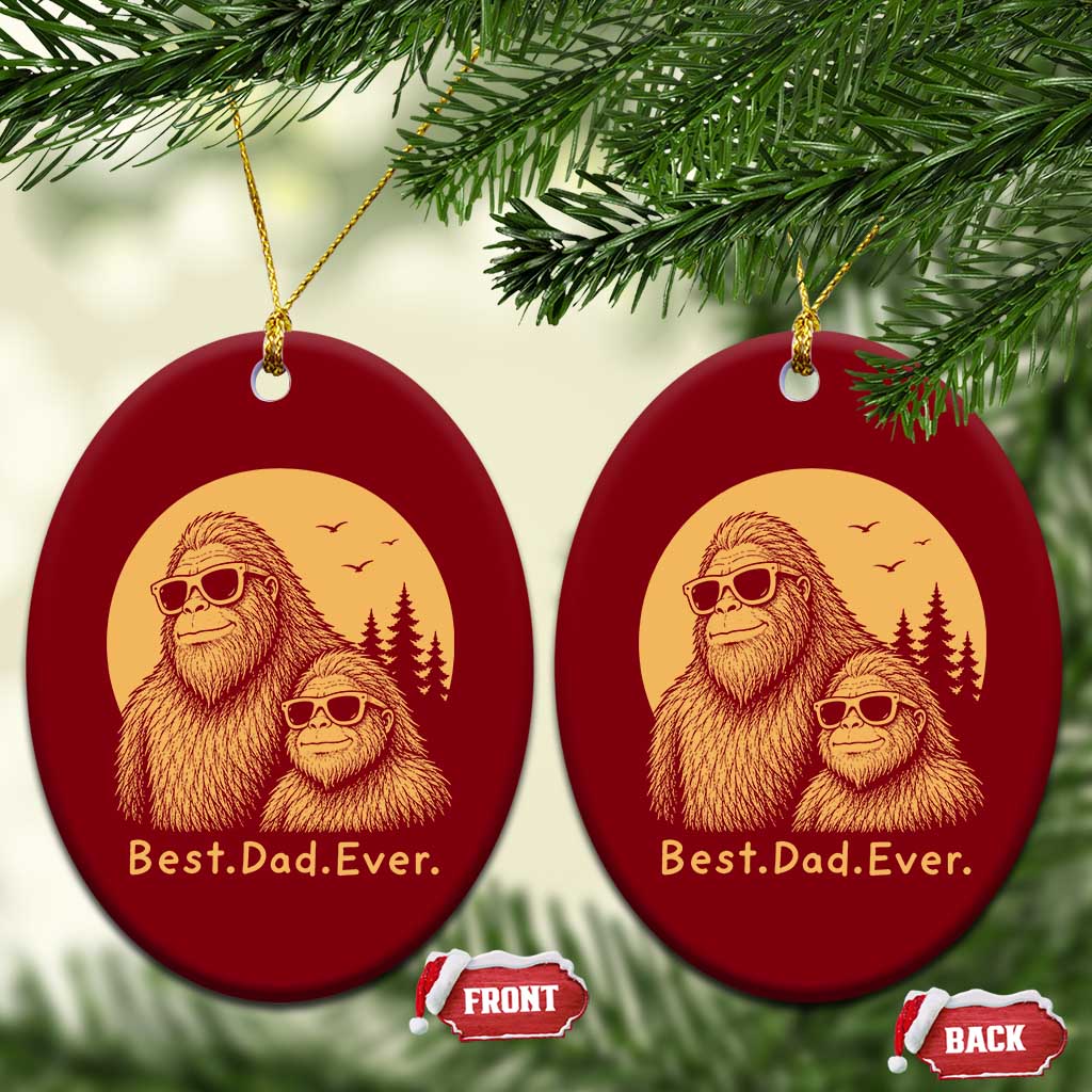 Vintage Best Dad Ever Bigfoot Papa Fathers Day Ceramic Ornament