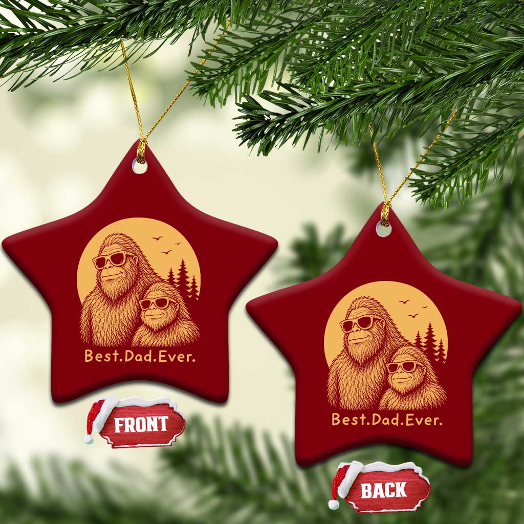 Vintage Best Dad Ever Bigfoot Papa Fathers Day Ceramic Ornament