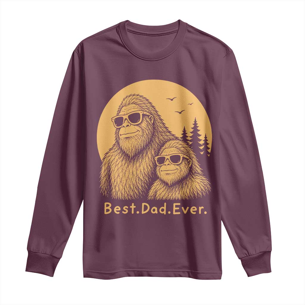 Vintage Best Dad Ever Bigfoot Papa Fathers Day Long Sleeve Shirt