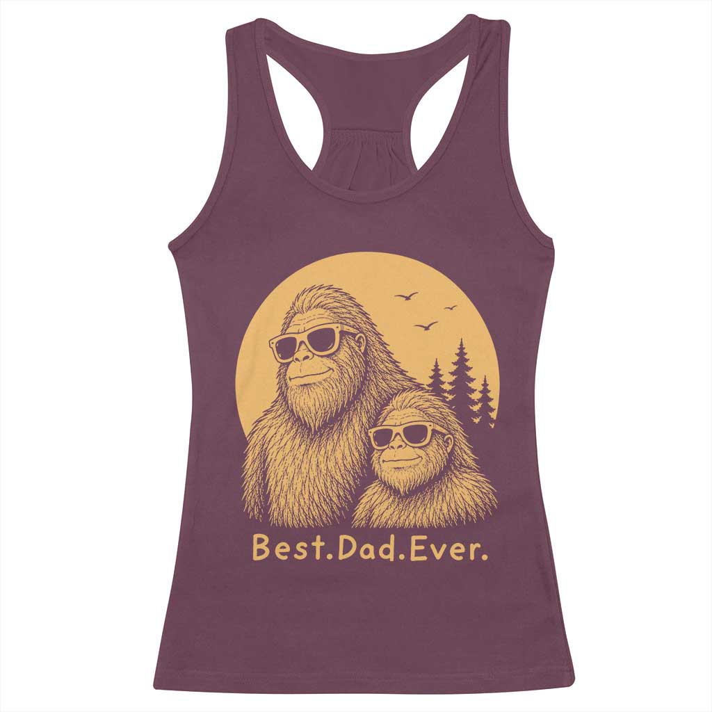 Vintage Best Dad Ever Bigfoot Papa Fathers Day Racerback Tank Top