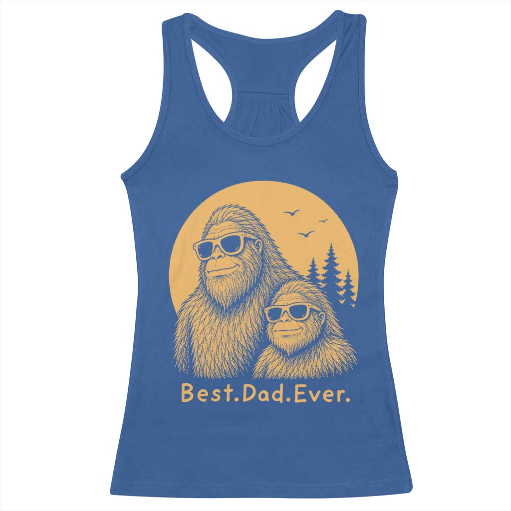 Vintage Best Dad Ever Bigfoot Papa Fathers Day Racerback Tank Top