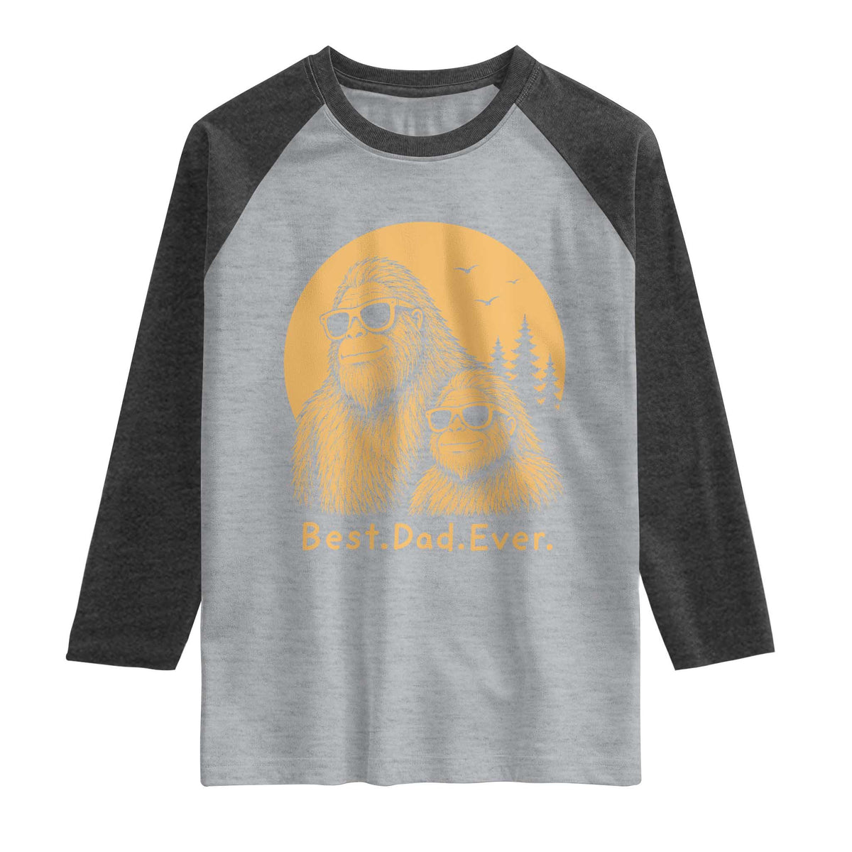 Vintage Best Dad Ever Bigfoot Papa Fathers Day Raglan Shirt TS11 Heather Gray Heather Charcoal Print Your Wear