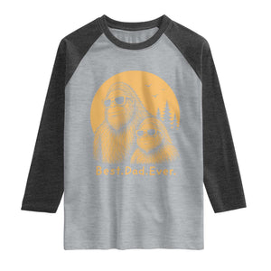 Vintage Best Dad Ever Bigfoot Papa Fathers Day Raglan Shirt TS11 Heather Gray Heather Charcoal Print Your Wear