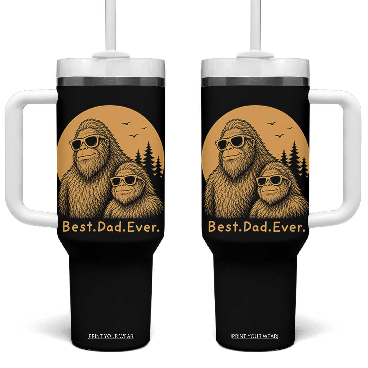 Vintage Best Dad Ever Bigfoot Papa Fathers Day Tumbler With Handle
