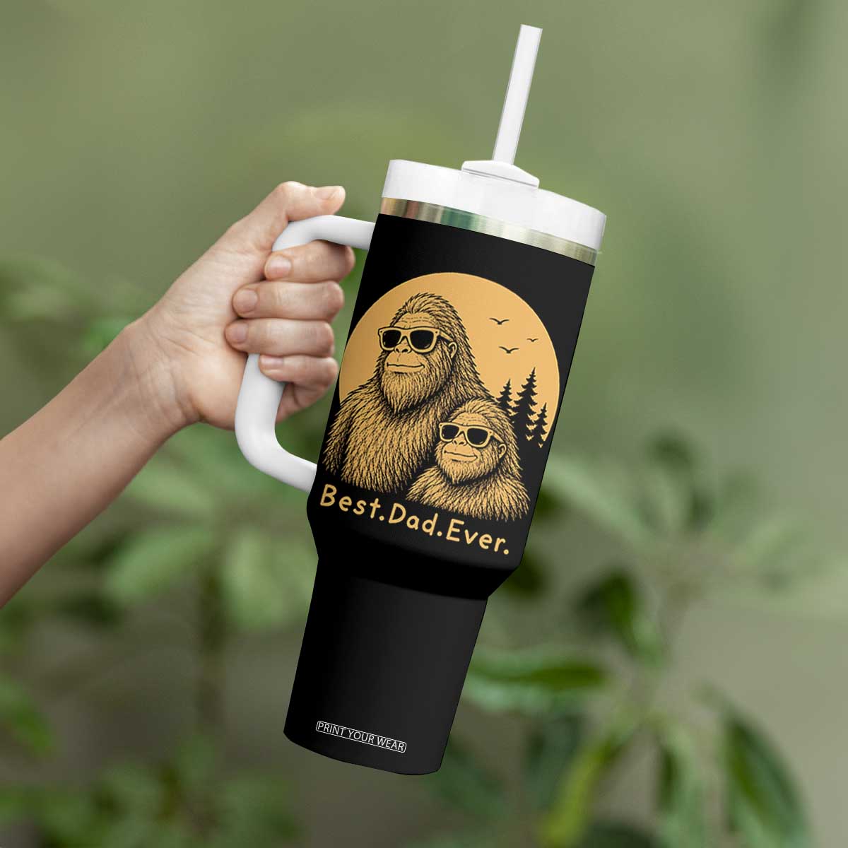 Vintage Best Dad Ever Bigfoot Papa Fathers Day Tumbler With Handle