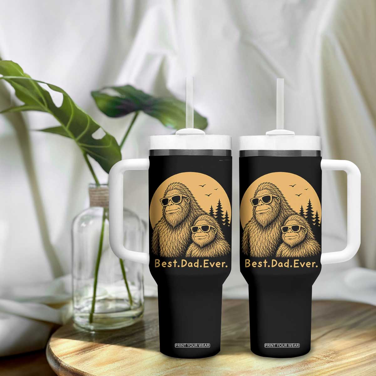 Vintage Best Dad Ever Bigfoot Papa Fathers Day Tumbler With Handle