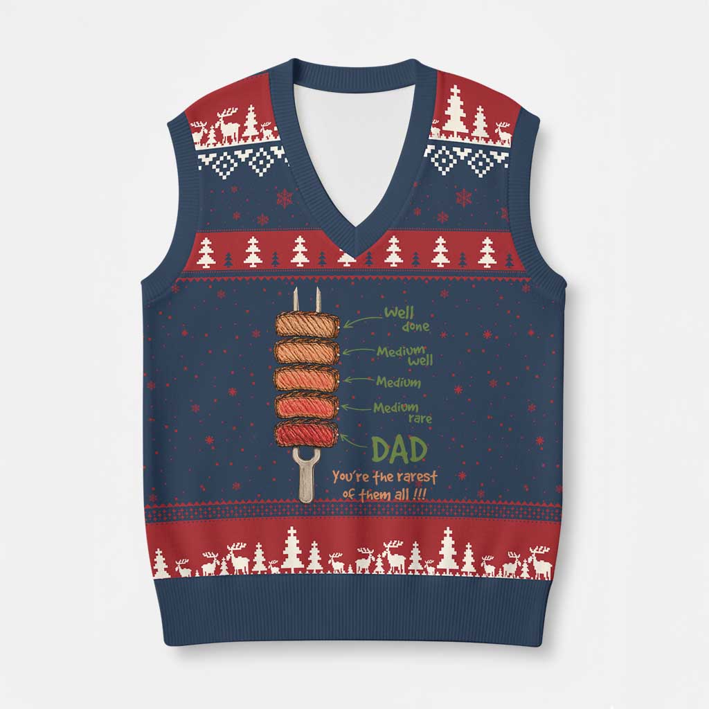 Grill Dad V-Neck Knit Sweater Vest You're The Rarest of Them All BBQ Father