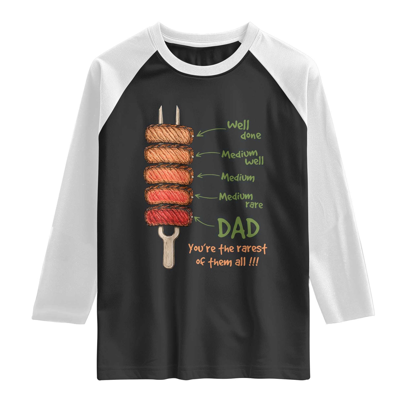 Grill Dad Raglan Shirt You're The Rarest of Them All BBQ Father TS11 Black White Print Your Wear