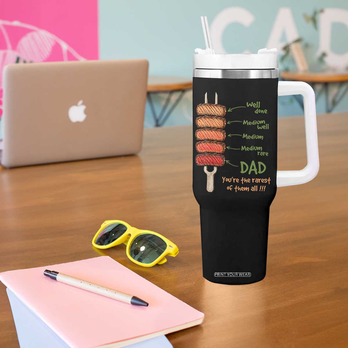 Grill Dad Tumbler With Handle You're The Rarest of Them All BBQ Father
