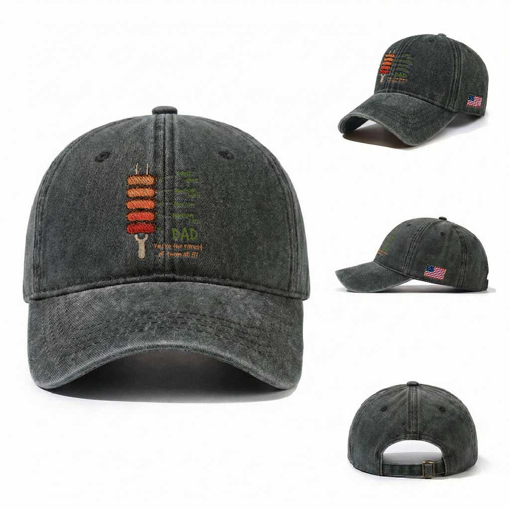Grill Dad Washed Cotton Baseball Cap You're The Rarest of Them All BBQ Father