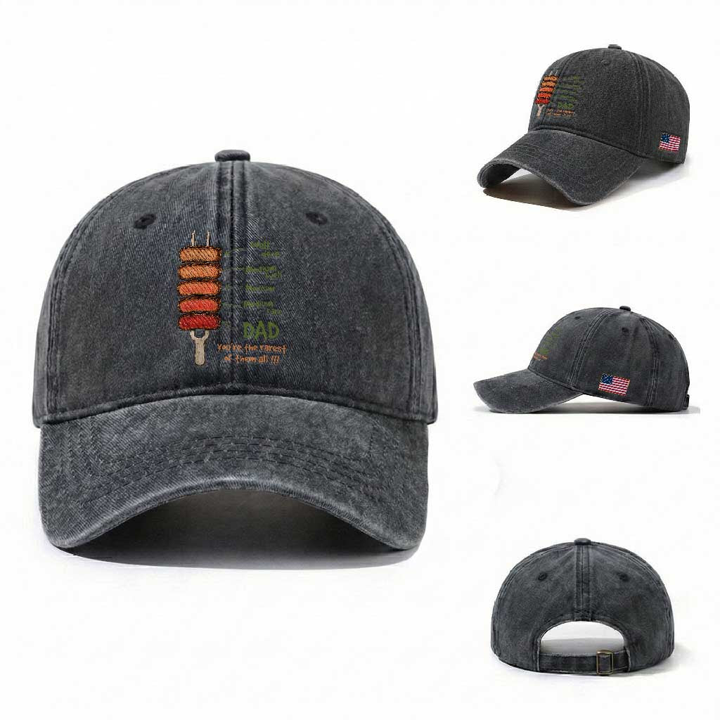 Grill Dad Washed Cotton Baseball Cap You're The Rarest of Them All BBQ Father