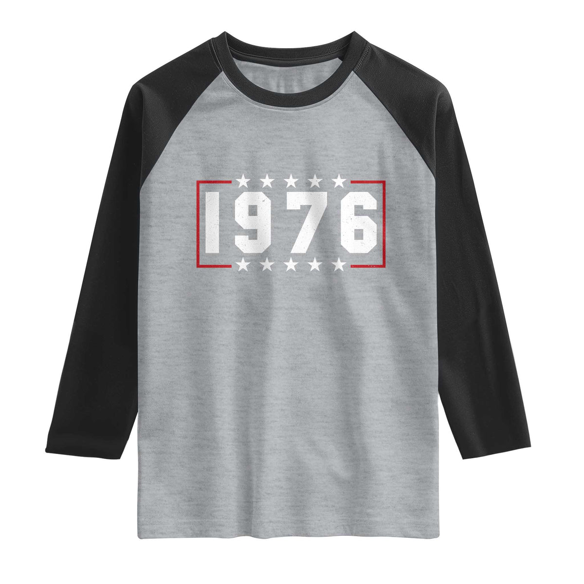 50th Birthday Raglan Shirt Vintage 1976 50 Years Old Birthday Stars And Stripes TS11 Heather Gray Black Print Your Wear