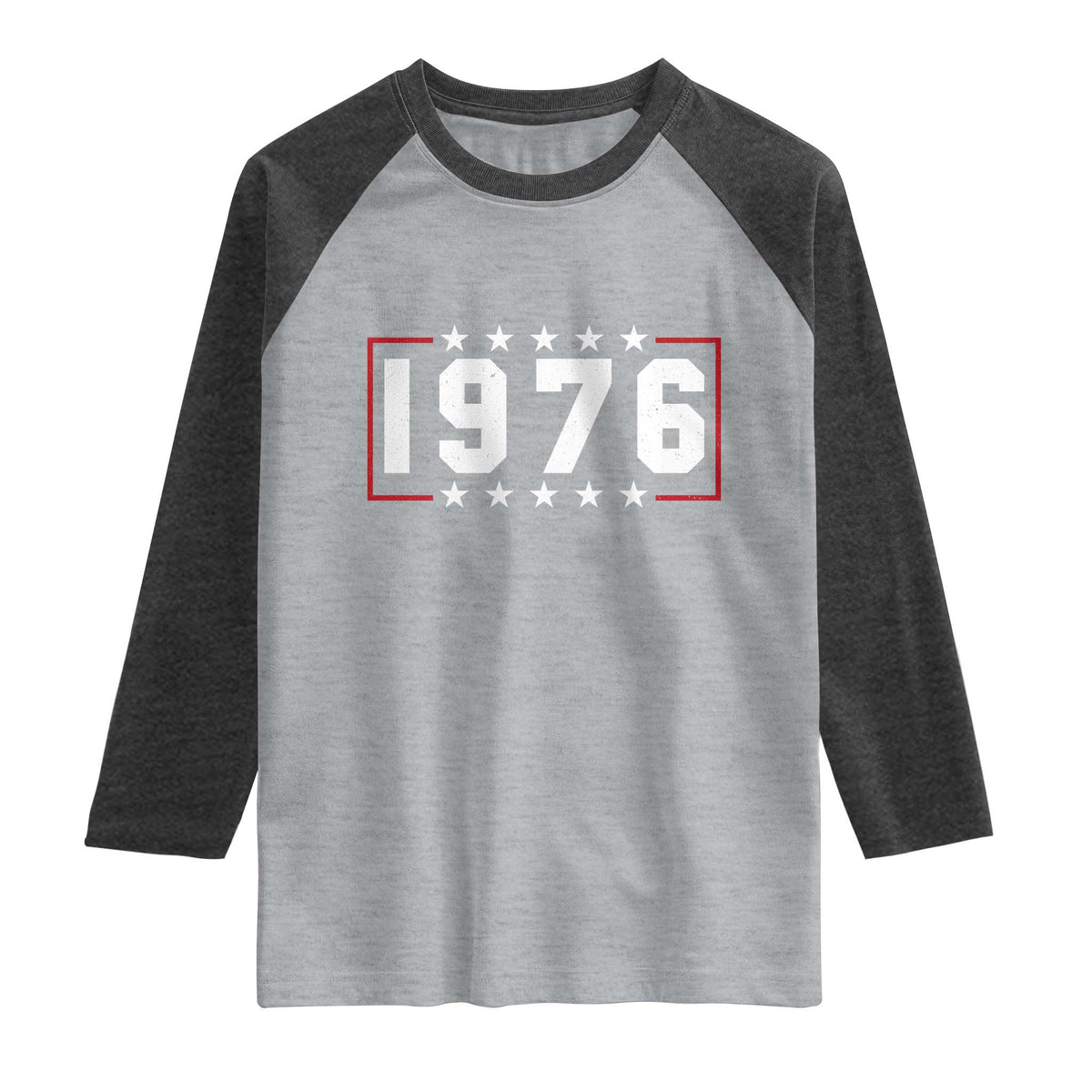 50th Birthday Raglan Shirt Vintage 1976 50 Years Old Birthday Stars And Stripes TS11 Heather Gray Heather Charcoal Print Your Wear