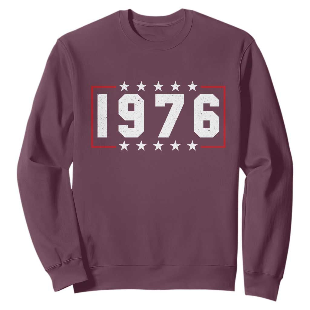 50th Birthday Sweatshirt Vintage 1976 50 Years Old Birthday Stars And Stripes TS11 Maroon Print Your Wear