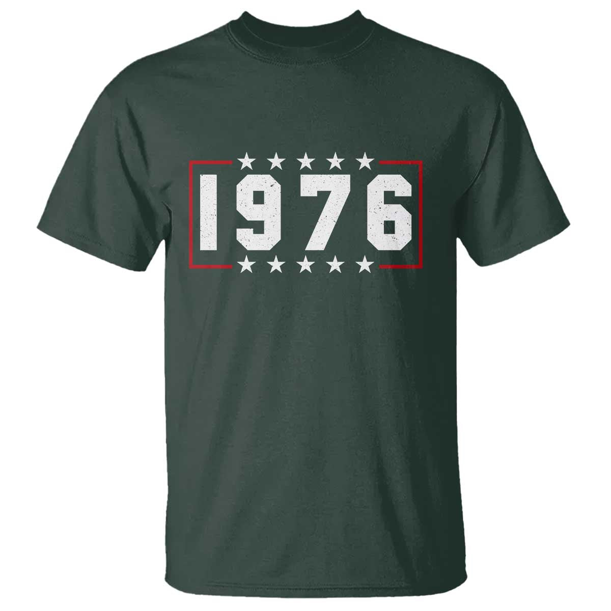 50th Birthday T Shirt Vintage 1976 50 Years Old Birthday Stars And Stripes TS11 Dark Forest Green Print Your Wear