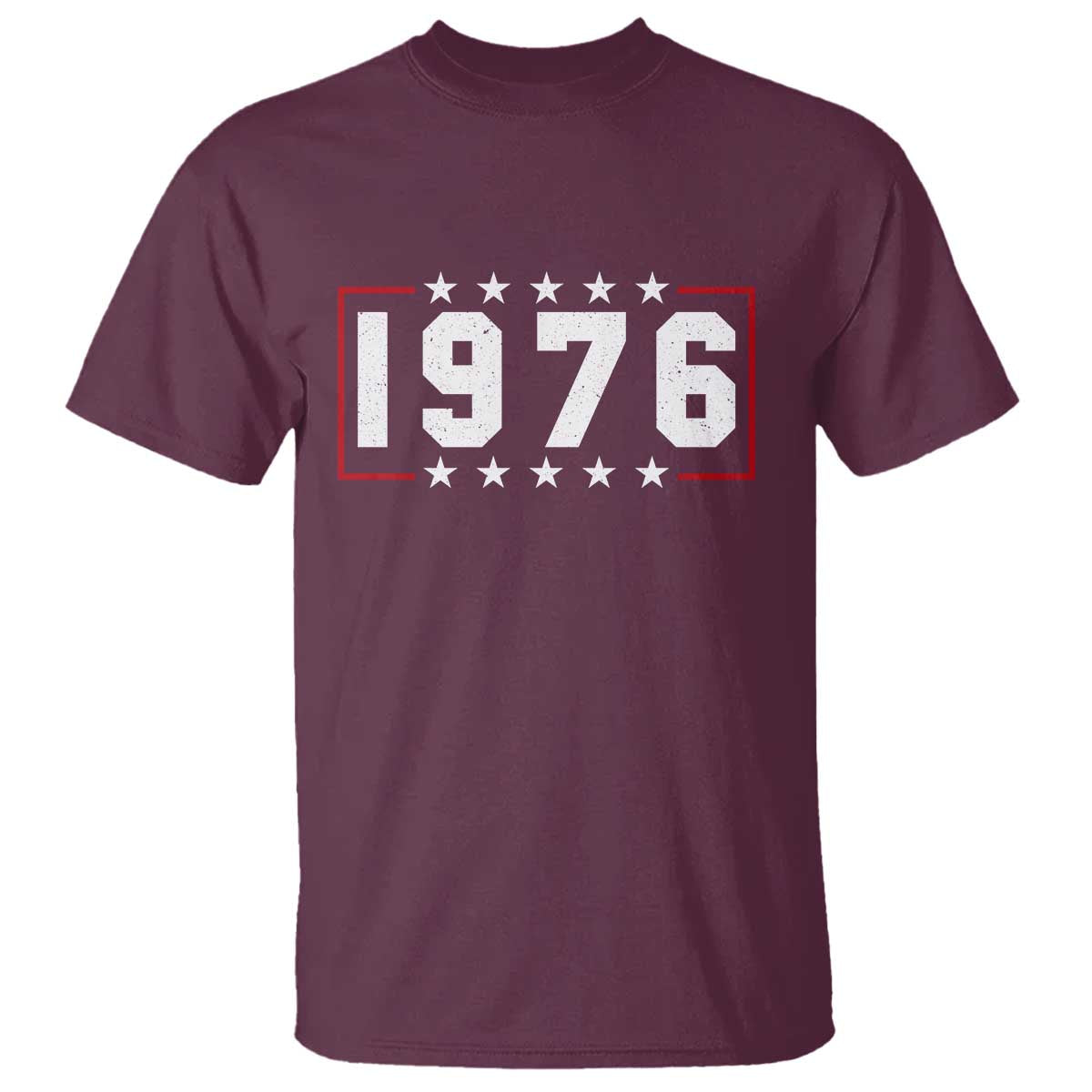 50th Birthday T Shirt Vintage 1976 50 Years Old Birthday Stars And Stripes TS11 Maroon Print Your Wear