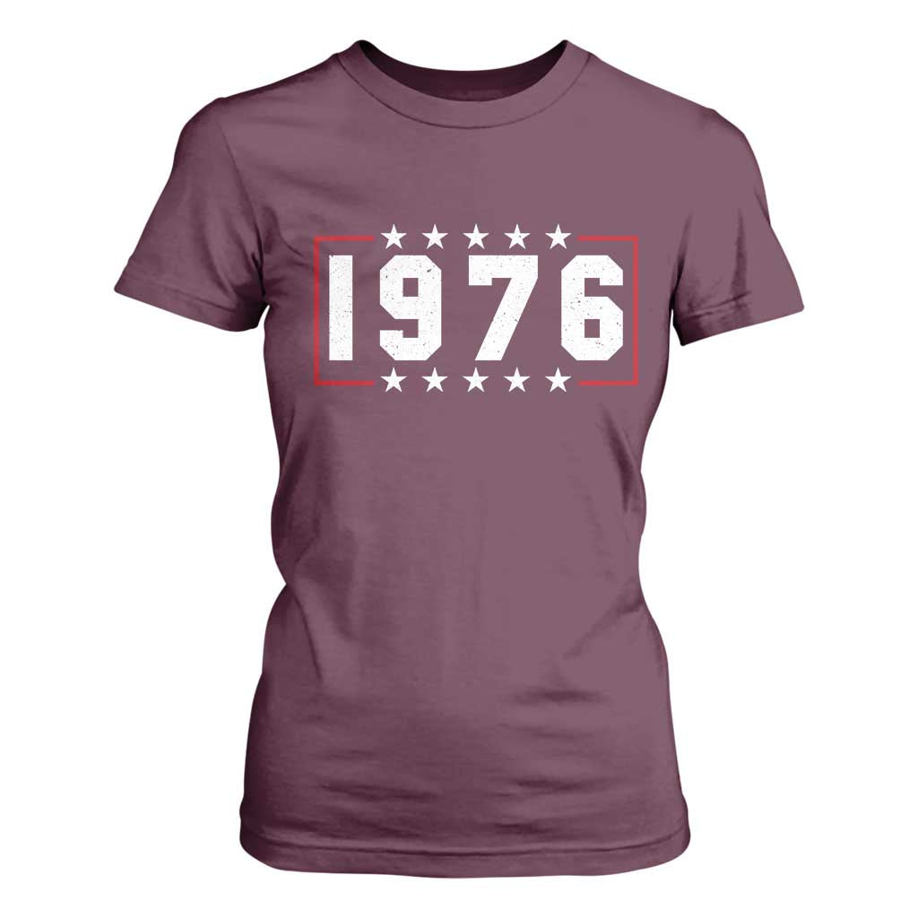 50th Birthday T Shirt For Women Vintage 1976 50 Years Old Birthday Stars And Stripes TS11 Maroon Print Your Wear