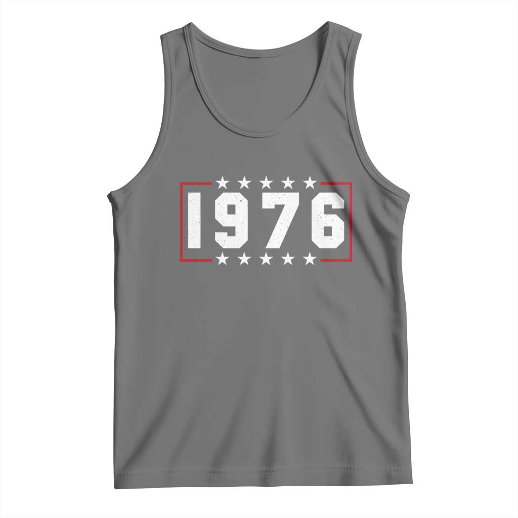 50th Birthday Tank Top Vintage 1976 50 Years Old Birthday Stars And Stripes TS11 Black Heather Print Your Wear