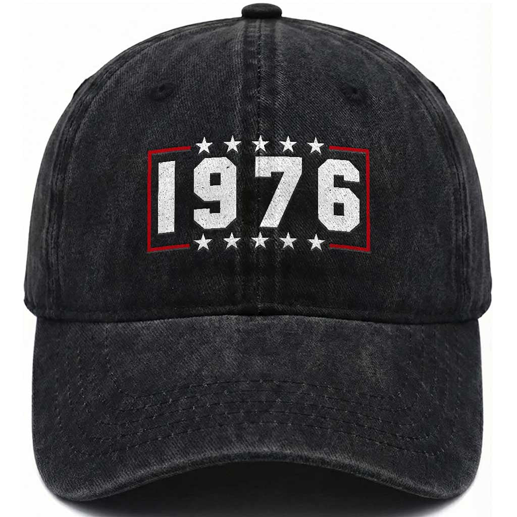 50th Birthday Washed Cotton Baseball Cap Vintage 1976 50 Years Old Birthday Stars And Stripes TS11 Print Your Wear