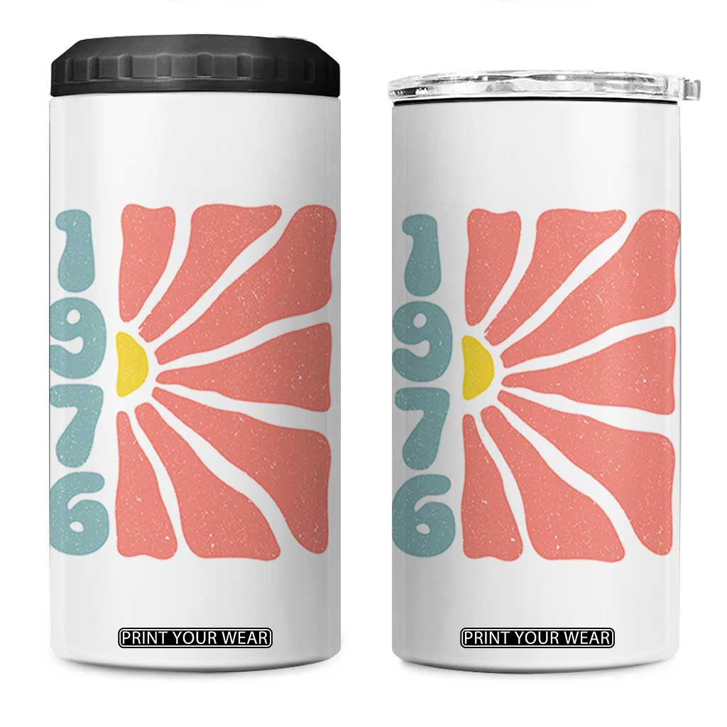 50th Birthday 4 in 1 Can Cooler Tumbler Vintage 1976 Boho Flowers 50 Years Old Birthday TS11 One Size: 16 oz White Print Your Wear