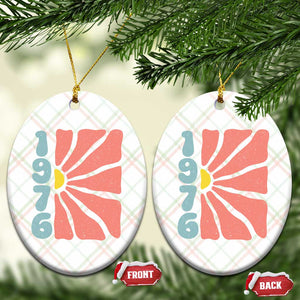 50th Birthday Ceramic Ornament Vintage 1976 Boho Flowers 50 Years Old Birthday
