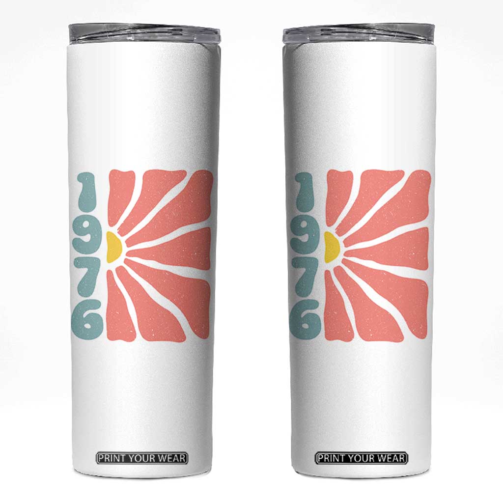 50th Birthday Skinny Tumbler Vintage 1976 Boho Flowers 50 Years Old Birthday TS11 White Print Your Wear