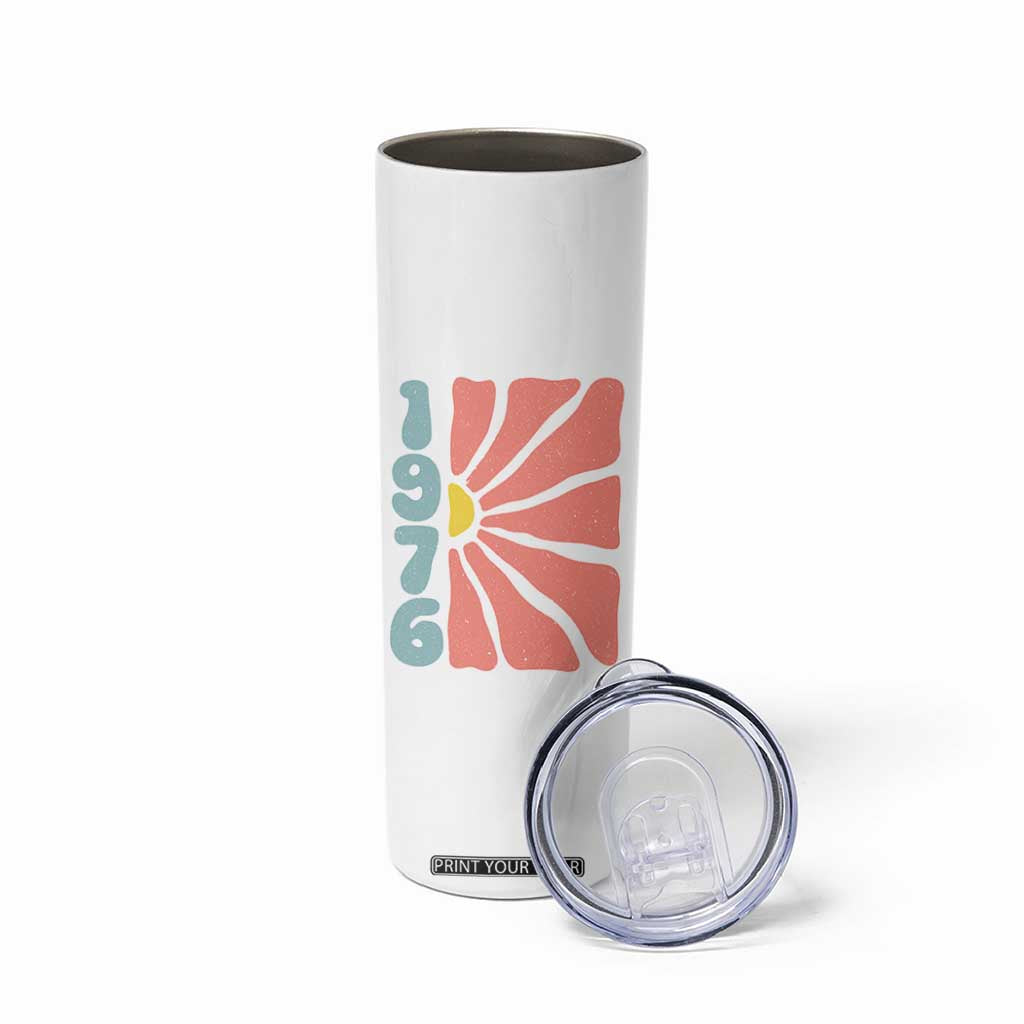 50th Birthday Skinny Tumbler Vintage 1976 Boho Flowers 50 Years Old Birthday TS11 Print Your Wear
