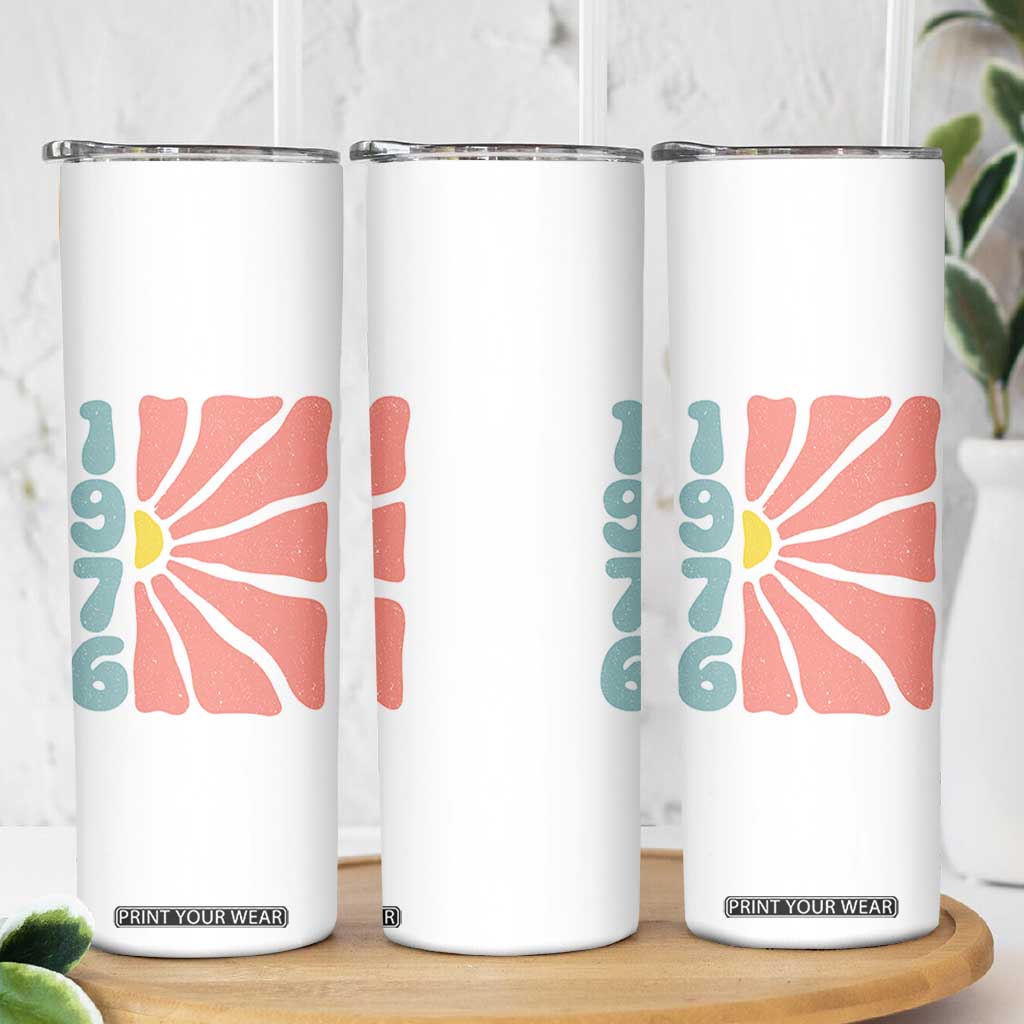 50th Birthday Skinny Tumbler Vintage 1976 Boho Flowers 50 Years Old Birthday TS11 Print Your Wear