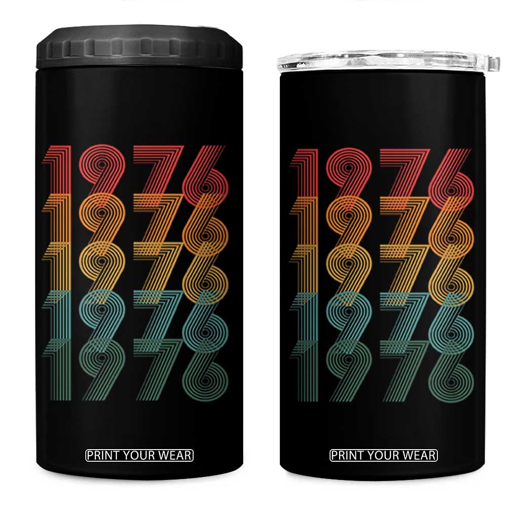 50th Birthday 4 in 1 Can Cooler Tumbler Vintage 1976 Retro 50 Years Old Birthday TS11 One Size: 16 oz Black Print Your Wear